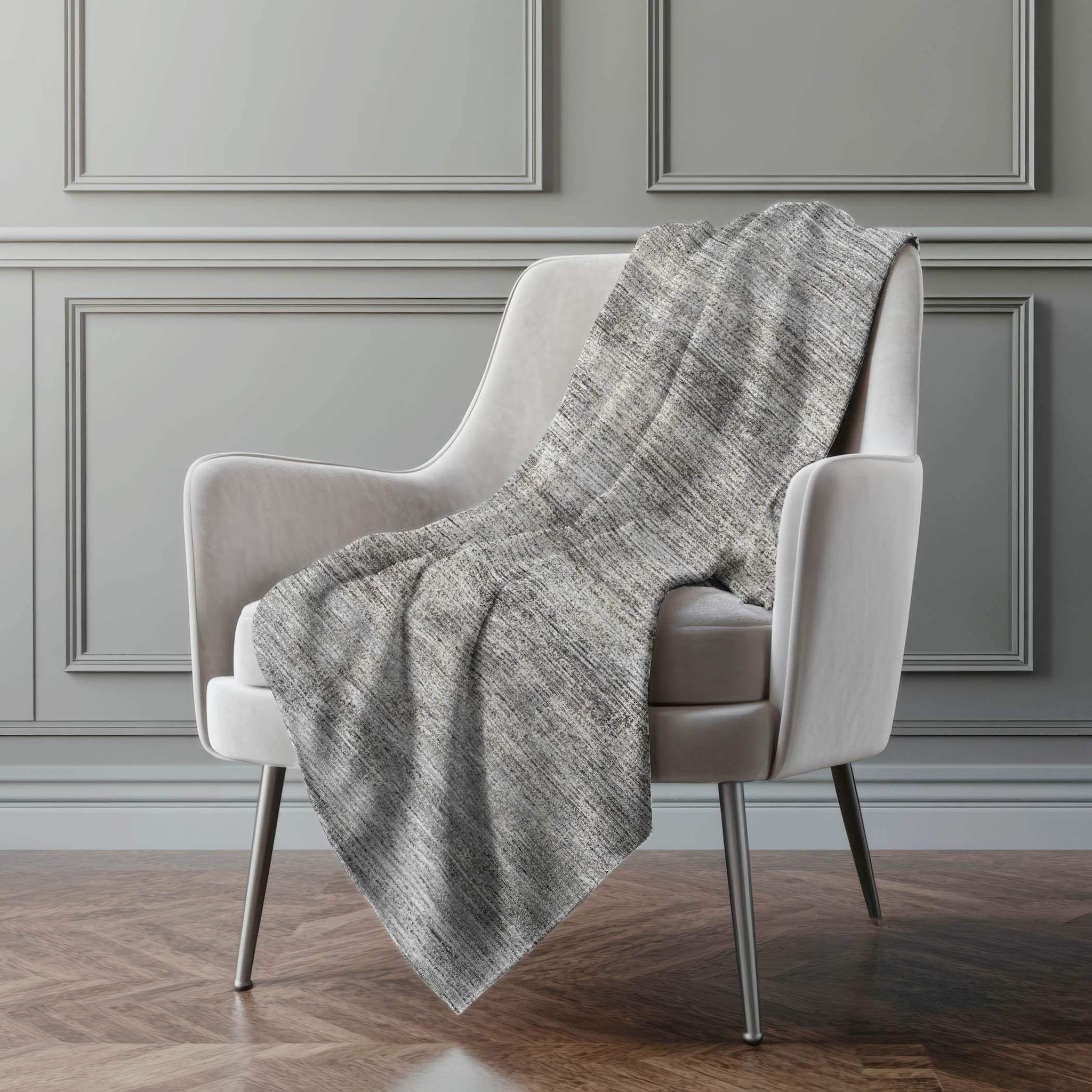 50" X 70" Silver And Gray Abstract Polyester Woven Plush Throw Blanket - HomeRoots - Flyclothing LLC