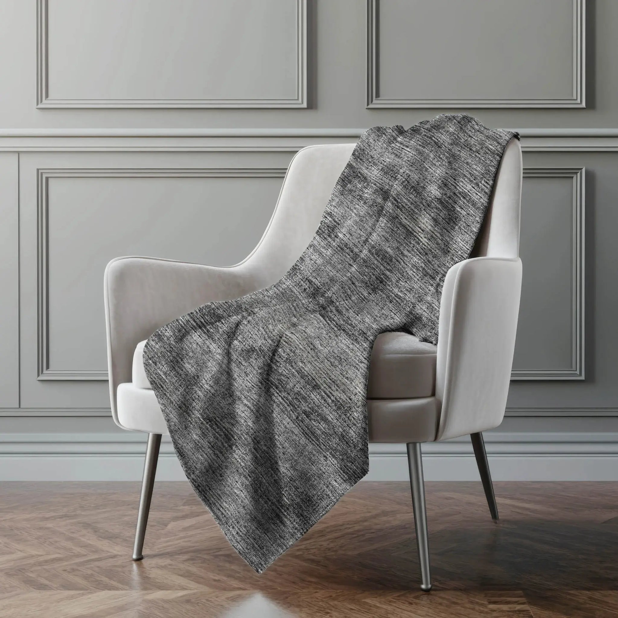 50" X 70" Gray And Silver Abstract Microfiber Plush Throw Blanket - Homeroots - Flyclothing LLC