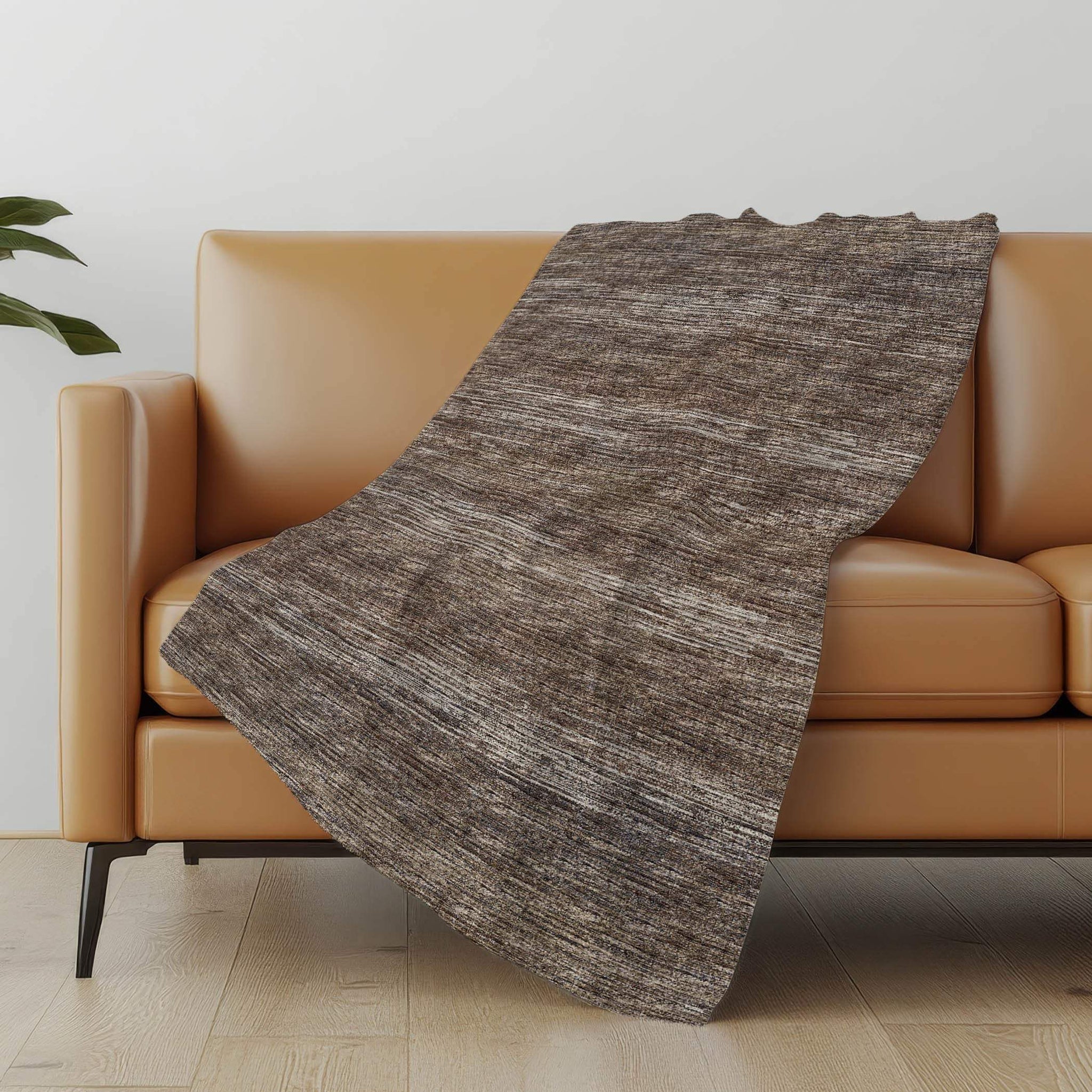 50" X 70" Brown And Beige Abstract Microfiber Plush Throw Blanket - Homeroots - Flyclothing LLC