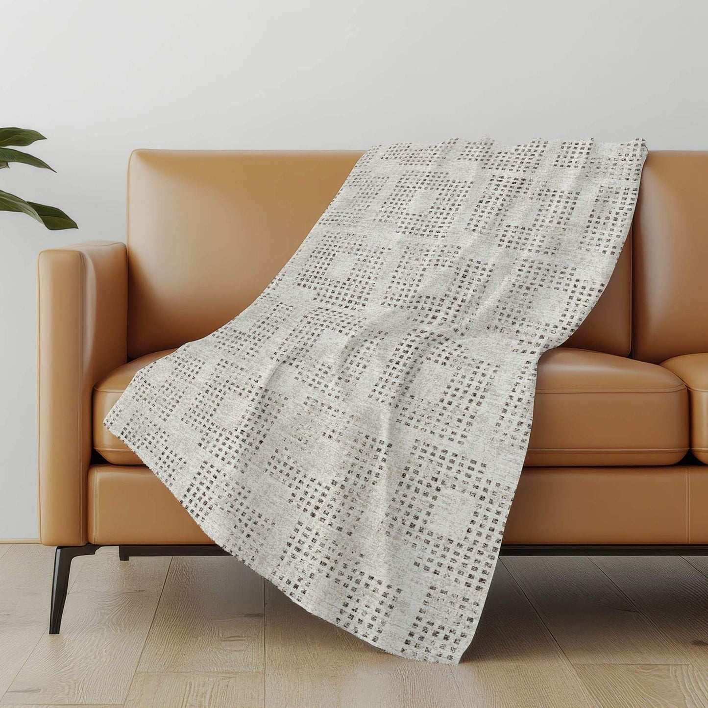 50" X 70" Beige And Charcoal Geometric Polyester Woven Plush Throw Blanket - HomeRoots - Flyclothing LLC