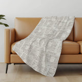 50" X 70" Beige And Charcoal Geometric Polyester Woven Plush Throw Blanket - HomeRoots - Flyclothing LLC