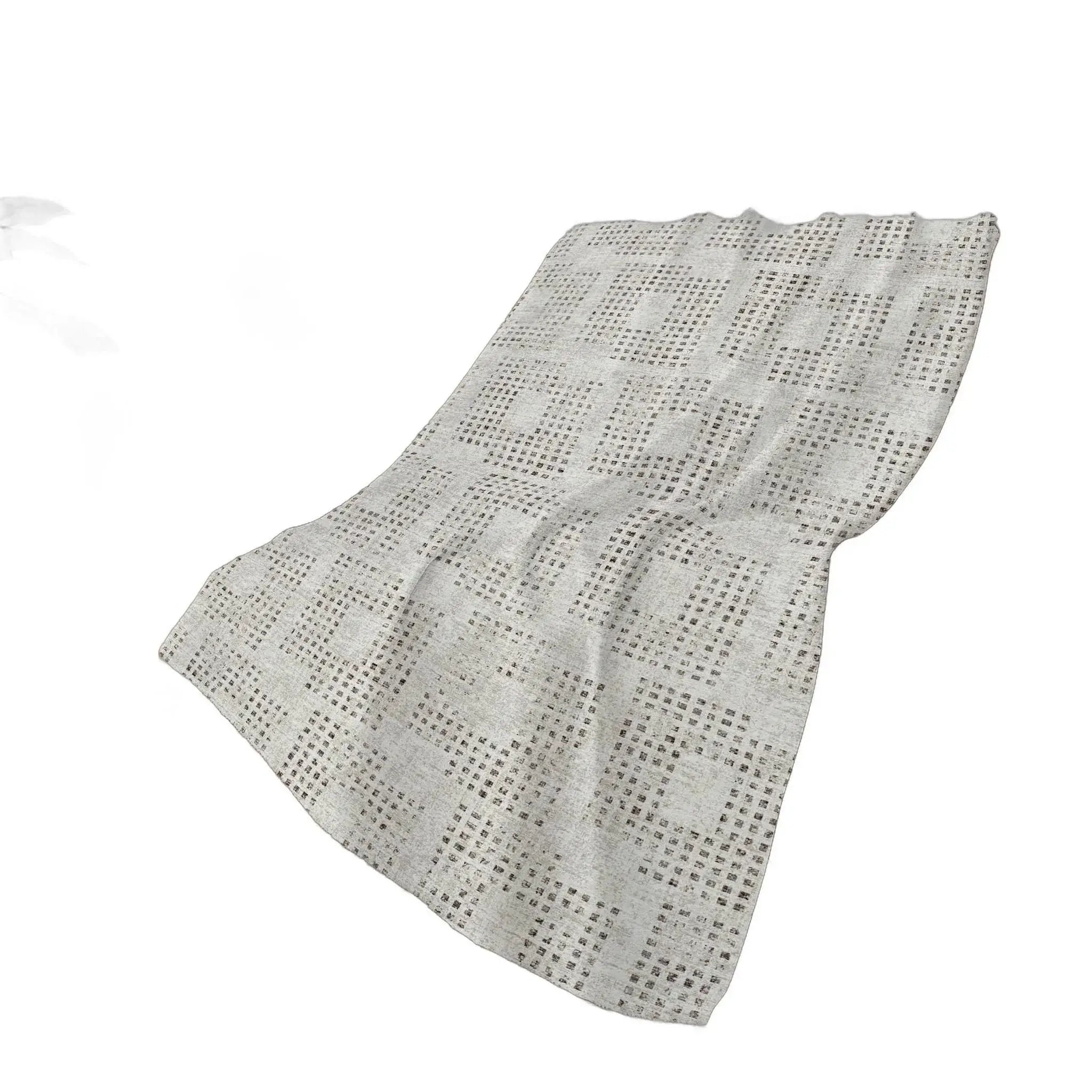 50" X 70" Beige And Charcoal Geometric Polyester Woven Plush Throw Blanket - Homeroots - Flyclothing LLC