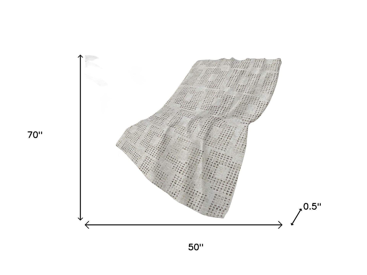 50" X 70" Beige And Charcoal Geometric Polyester Woven Plush Throw Blanket - HomeRoots - Flyclothing LLC