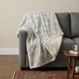 50" X 70" Beige And Charcoal Geometric Polyester Woven Plush Throw Blanket - Homeroots - Flyclothing LLC