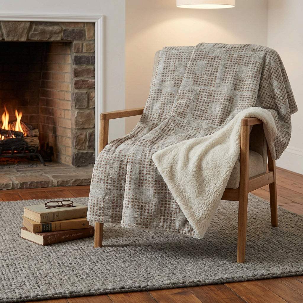 50" X 70" Cinnamon And Beige Geometric Polyester Woven Plush Throw Blanket - HomeRoots - Flyclothing LLC