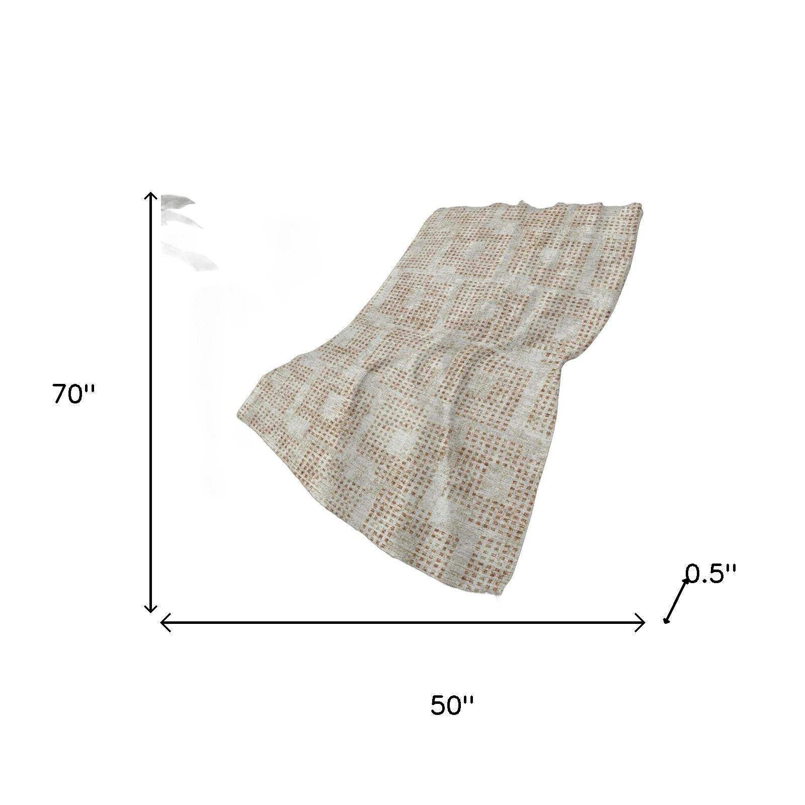 50" X 70" Cinnamon And Beige Geometric Polyester Woven Plush Throw Blanket - HomeRoots - Flyclothing LLC