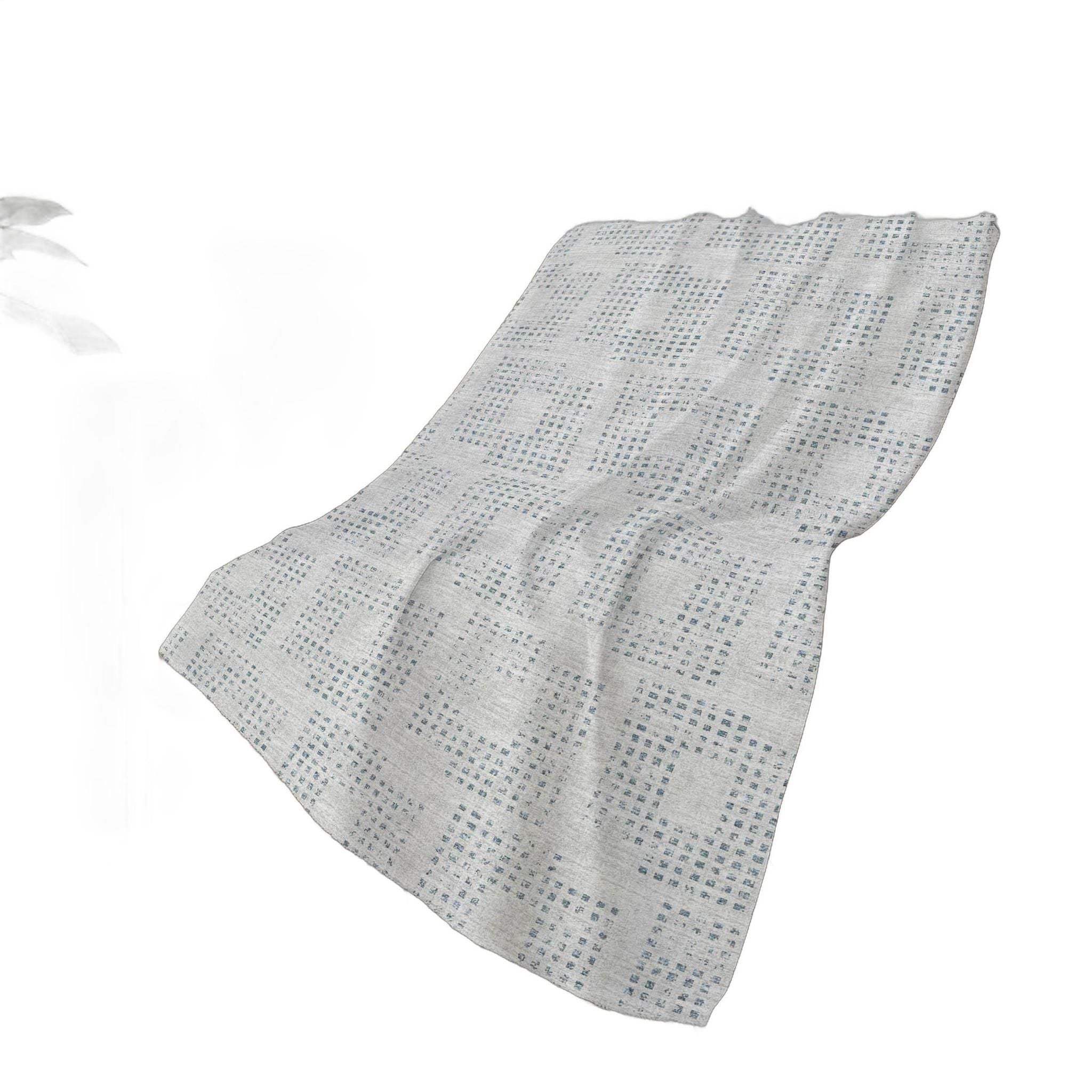 50" X 70" Silver And Blue Geometric Polyester Woven Plush Throw Blanket - HomeRoots - Flyclothing LLC