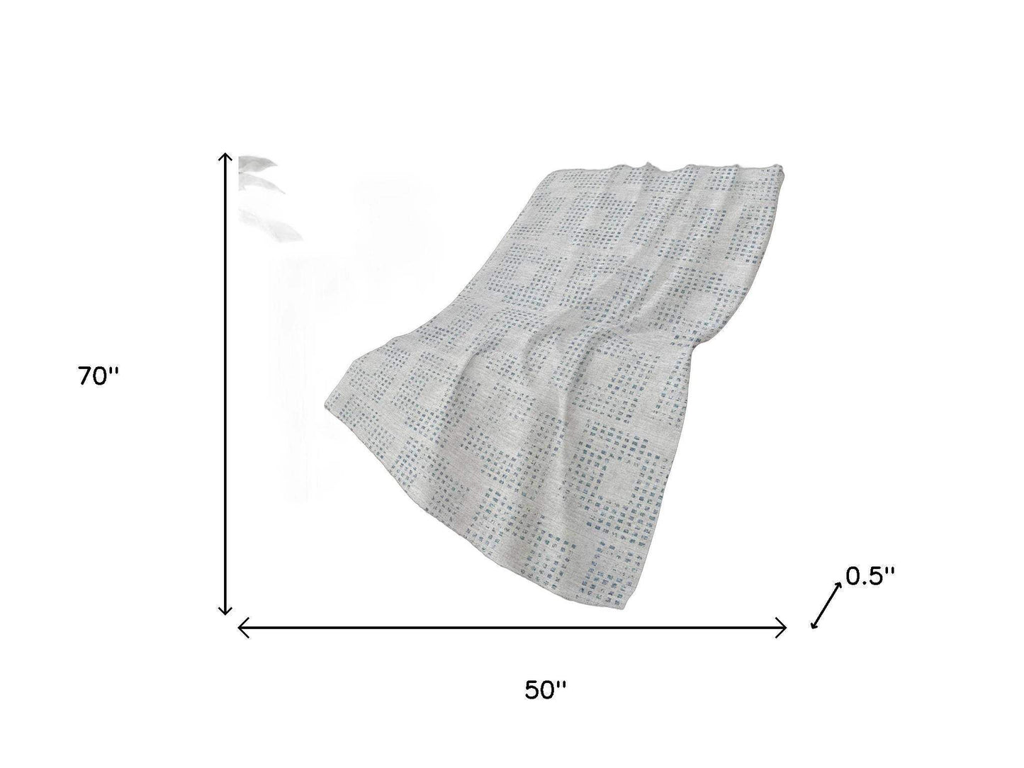 50" X 70" Silver And Blue Geometric Polyester Woven Plush Throw Blanket - HomeRoots - Flyclothing LLC
