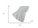 50" X 70" Silver And Blue Geometric Polyester Woven Plush Throw Blanket - HomeRoots - Flyclothing LLC