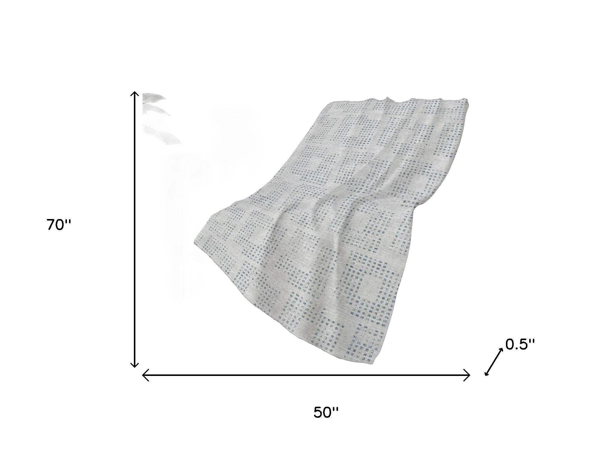 50" X 70" Silver And Blue Geometric Polyester Woven Plush Throw Blanket - HomeRoots - Flyclothing LLC