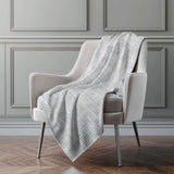 50" X 70" Silver And Blue Geometric Polyester Woven Plush Throw Blanket - HomeRoots - Flyclothing LLC