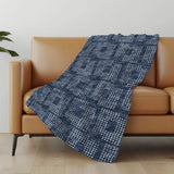 50" X 70" Blue And Ivory Geometric Polyester Woven Plush Throw Blanket - HomeRoots - Flyclothing LLC