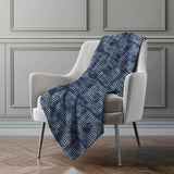 50" X 70" Blue And Ivory Geometric Polyester Woven Plush Throw Blanket - Homeroots - Flyclothing LLC