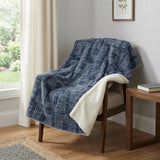 50" X 70" Blue And Ivory Geometric Polyester Woven Plush Throw Blanket - Homeroots - Flyclothing LLC