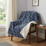 50" X 70" Blue And Ivory Geometric Polyester Woven Plush Throw Blanket - HomeRoots - Flyclothing LLC