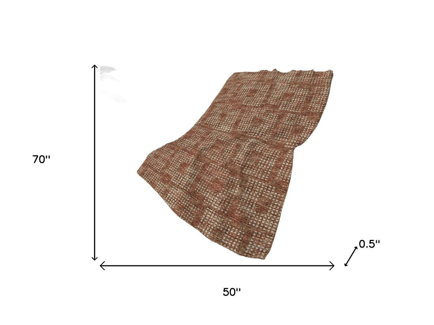 50" X 70" Brown And Beige Geometric Polyester Woven Plush Throw Blanket - HomeRoots - Flyclothing LLC