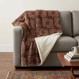 50" X 70" Brown And Beige Geometric Polyester Woven Plush Throw Blanket - HomeRoots - Flyclothing LLC