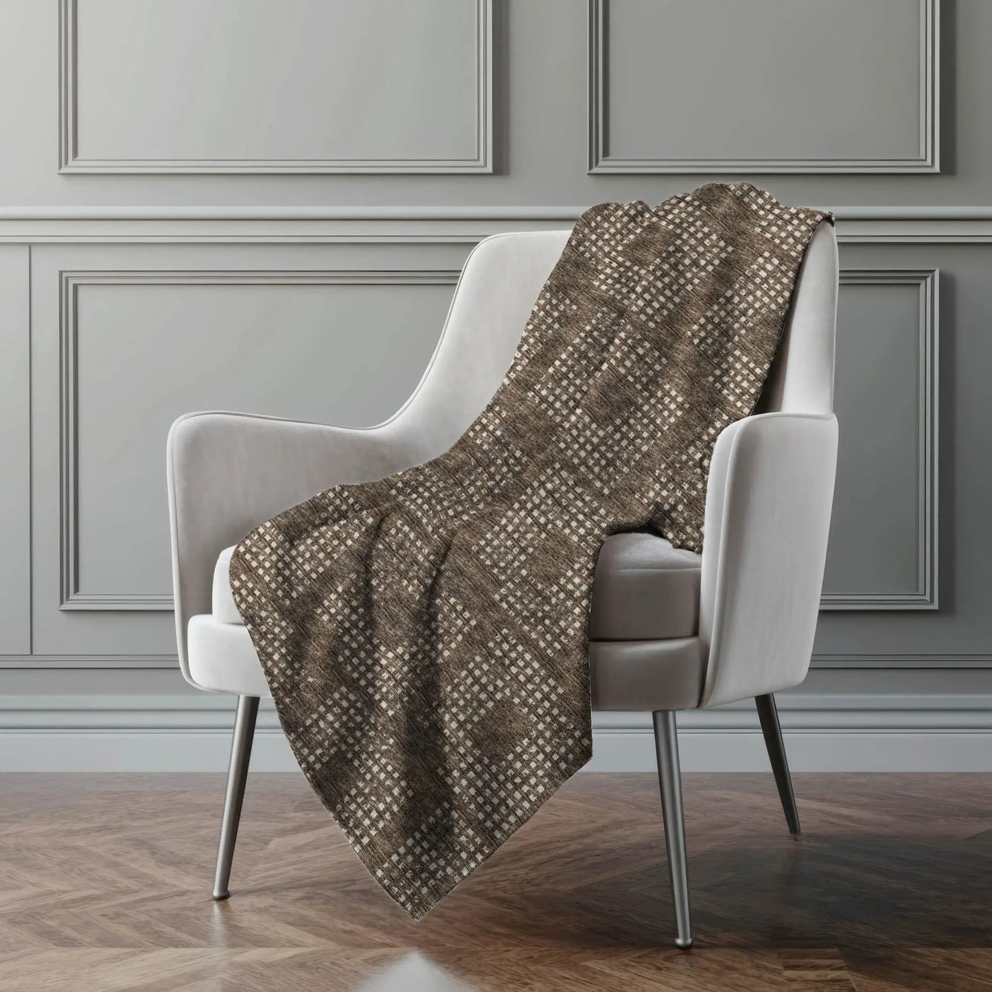 50" X 70" Brown And Ivory Geometric Polyester Woven Plush Throw Blanket - Homeroots - Flyclothing LLC