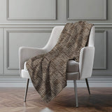 50" X 70" Brown And Ivory Geometric Polyester Woven Plush Throw Blanket - HomeRoots - Flyclothing LLC