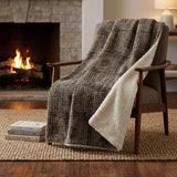 50" X 70" Brown And Ivory Geometric Polyester Woven Plush Throw Blanket - HomeRoots - Flyclothing LLC