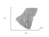 50" X 70" Gray And Silver Geometric Polyester Woven Plush Throw Blanket - HomeRoots - Flyclothing LLC