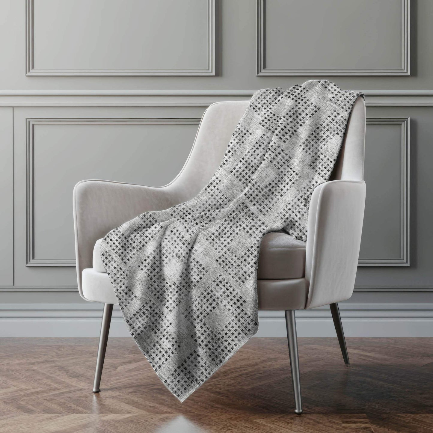 50" X 70" Gray And Silver Geometric Polyester Woven Plush Throw Blanket - HomeRoots - Flyclothing LLC