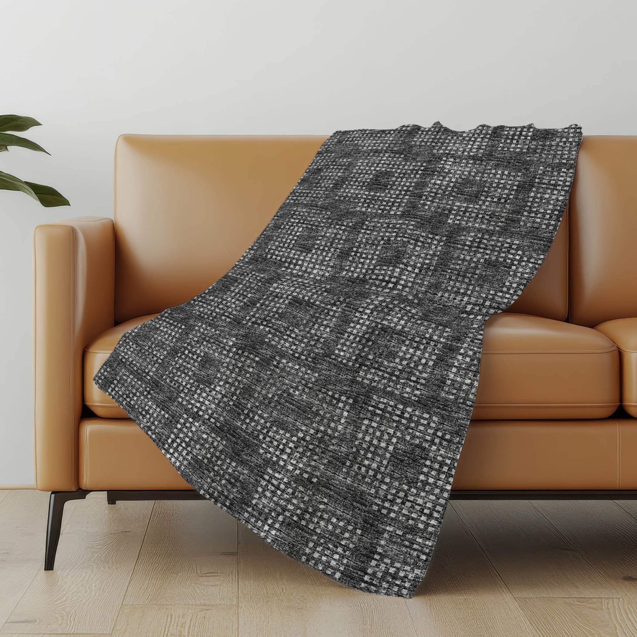50" X 70" Black And Silver Geometric Polyester Woven Plush Throw Blanket - HomeRoots - Flyclothing LLC