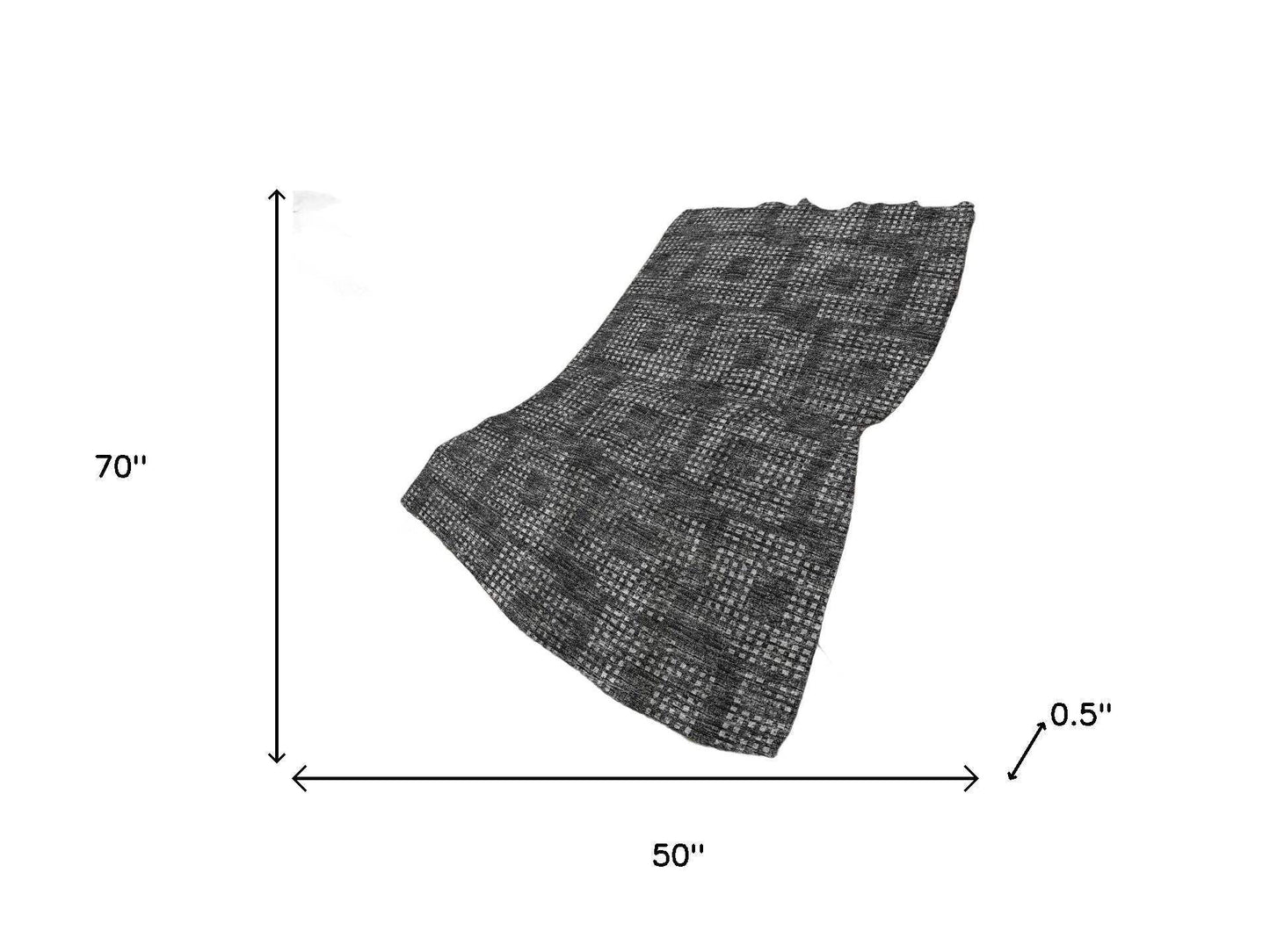 50" X 70" Black And Silver Geometric Polyester Woven Plush Throw Blanket - HomeRoots - Flyclothing LLC