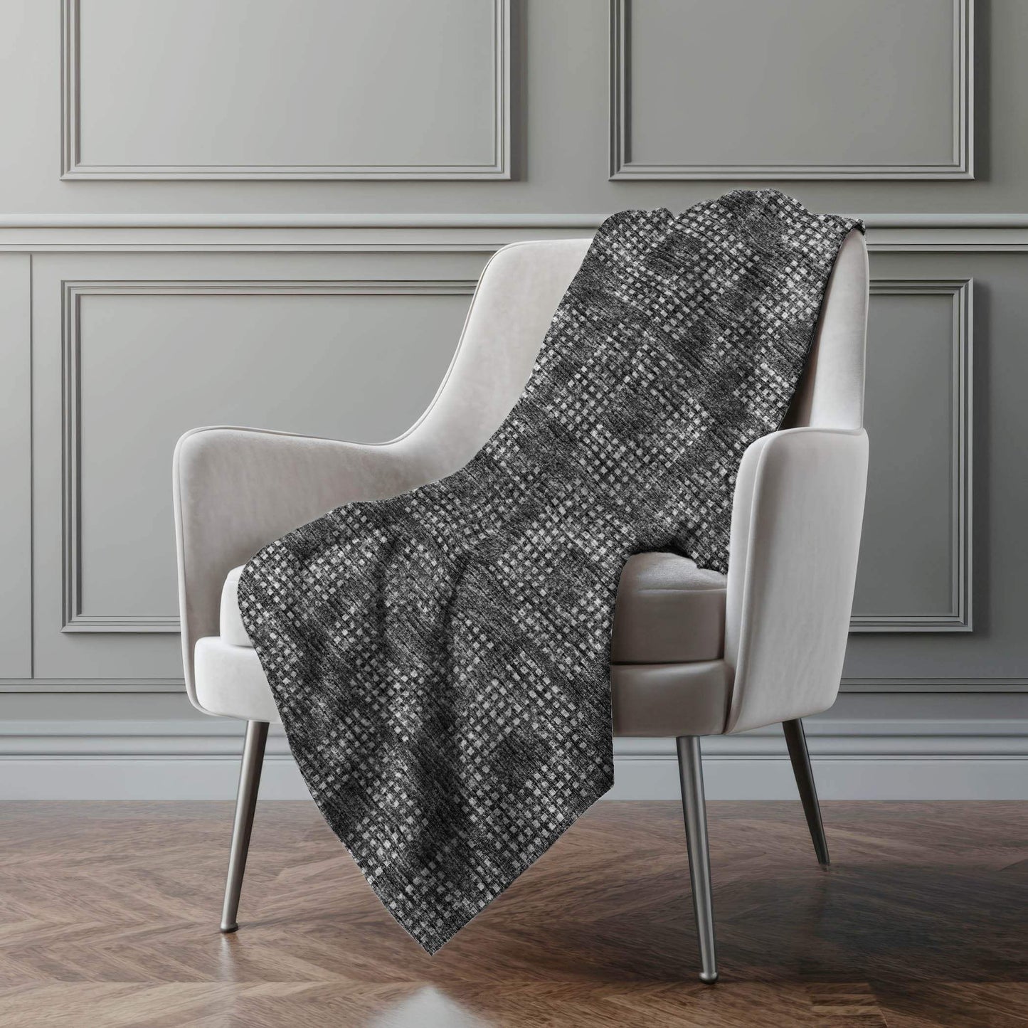 50" X 70" Black And Silver Geometric Polyester Woven Plush Throw Blanket - HomeRoots - Flyclothing LLC