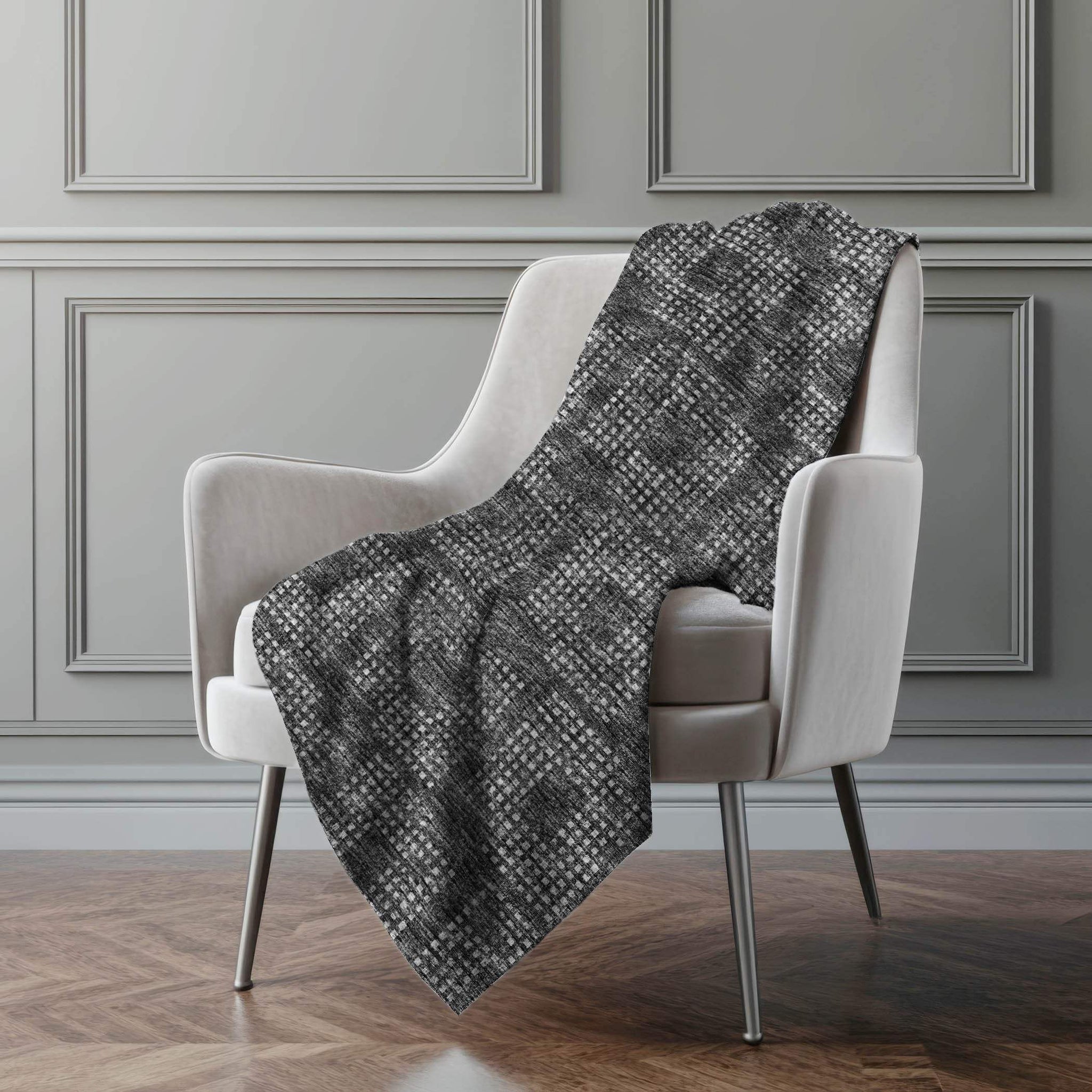 50" X 70" Black And Silver Geometric Polyester Woven Plush Throw Blanket - HomeRoots - Flyclothing LLC