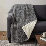 50" X 70" Black And Silver Geometric Polyester Woven Plush Throw Blanket - HomeRoots - Flyclothing LLC