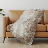 50" X 70" Brown And Beige Abstract Polyester Woven Plush Throw Blanket - Homeroots - Flyclothing LLC