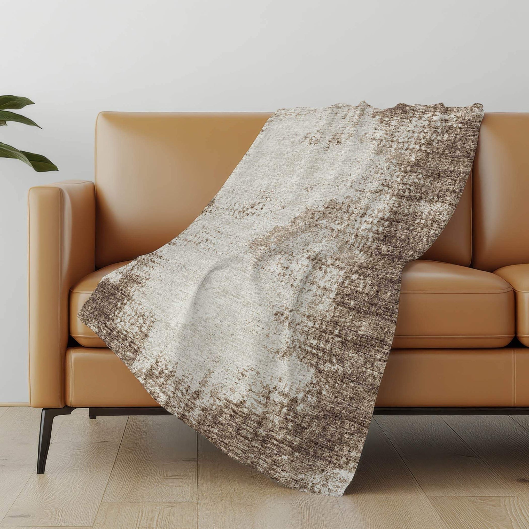 50" X 70" Brown And Beige Abstract Polyester Woven Plush Throw Blanket - Homeroots - Flyclothing LLC