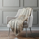 50" X 70" Brown And Beige Abstract Polyester Woven Plush Throw Blanket - Homeroots - Flyclothing LLC
