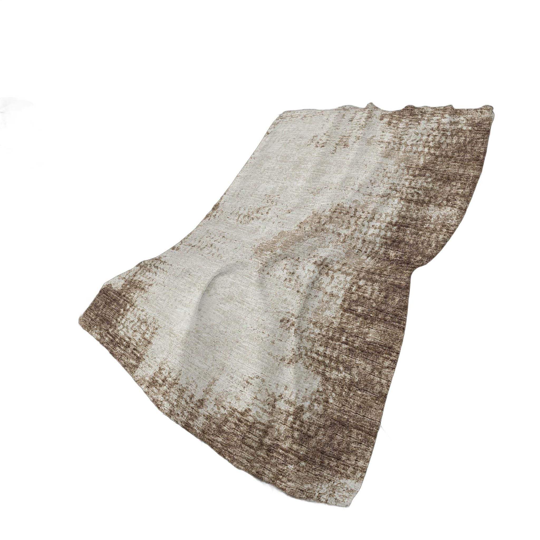 50" X 70" Brown And Beige Abstract Polyester Woven Plush Throw Blanket - HomeRoots - Flyclothing LLC