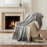 50" X 70" Black And Beige Abstract Polyester Woven Plush Throw Blanket - HomeRoots - Flyclothing LLC