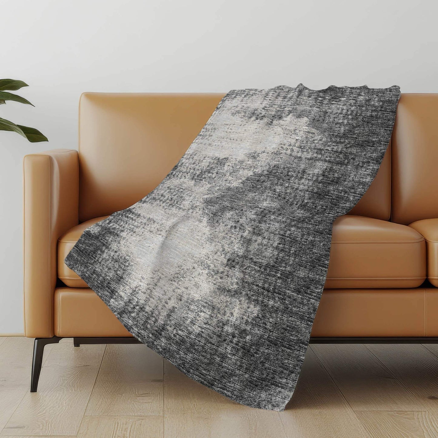 50" X 70" Black And Beige Abstract Polyester Woven Plush Throw Blanket - HomeRoots - Flyclothing LLC