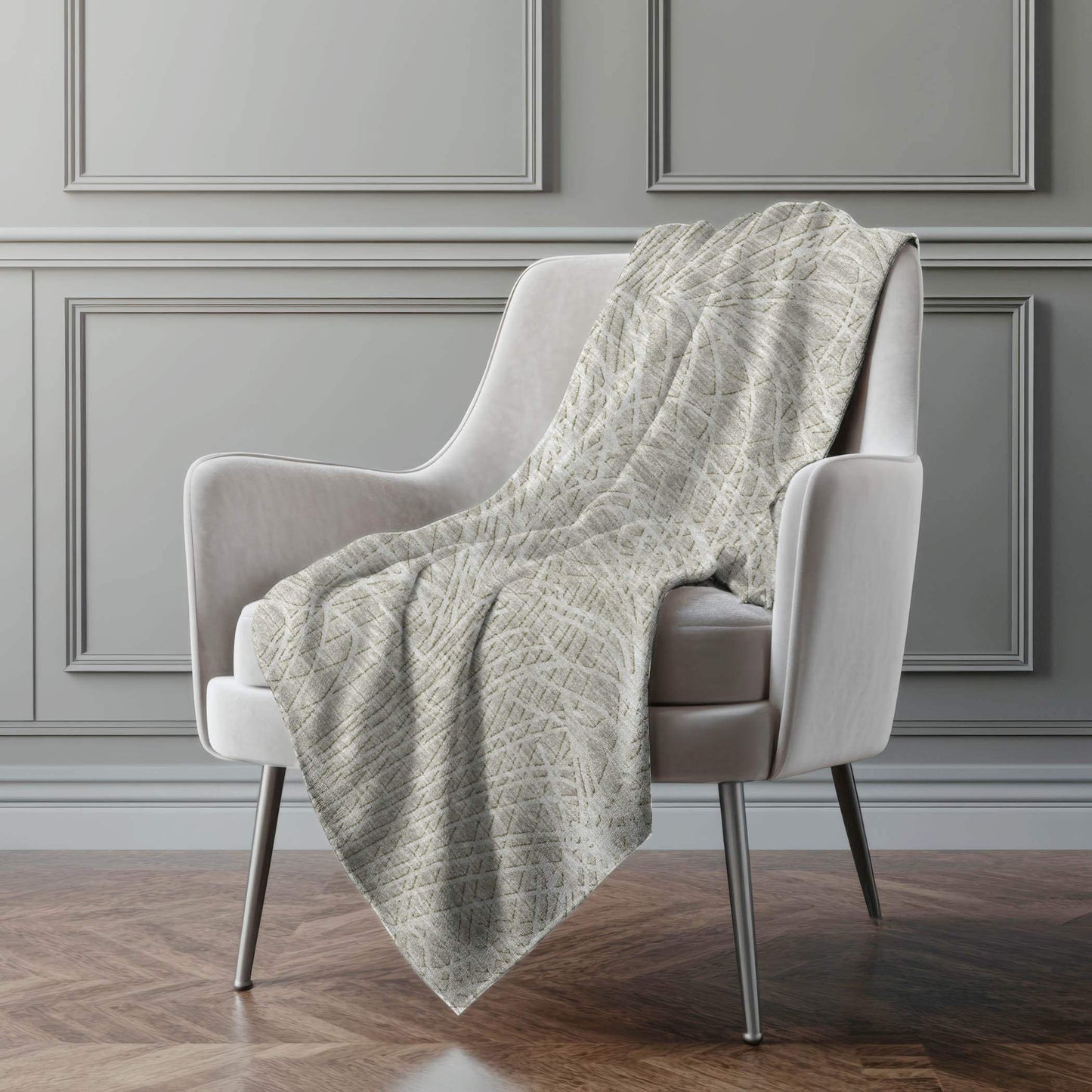 50" X 70" Beige And Gray Abstract Polyester Woven Plush Throw Blanket - HomeRoots - Flyclothing LLC