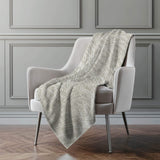 50" X 70" Beige And Gray Abstract Polyester Woven Plush Throw Blanket - HomeRoots - Flyclothing LLC