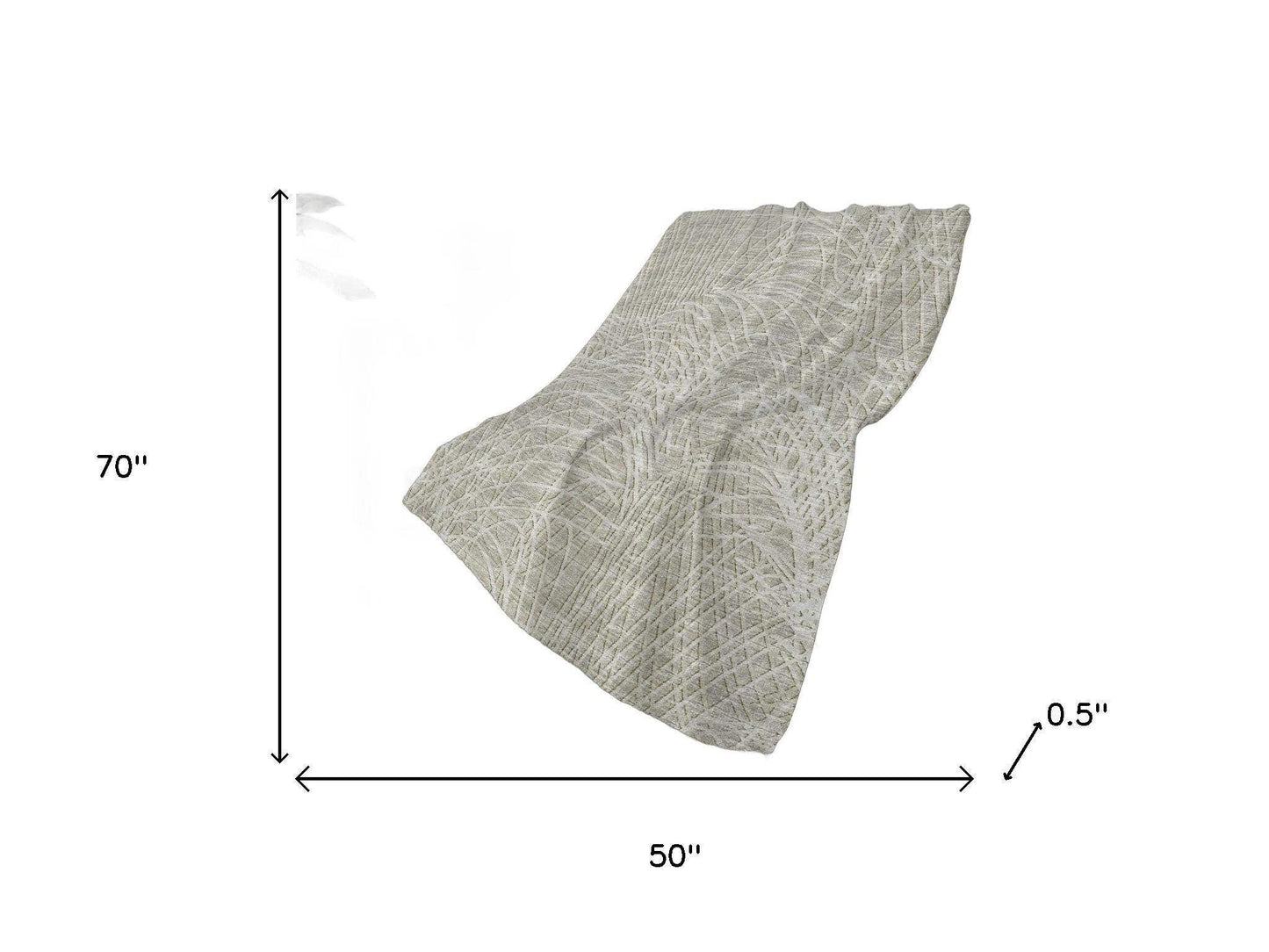50" X 70" Beige And Gray Abstract Polyester Woven Plush Throw Blanket - HomeRoots - Flyclothing LLC