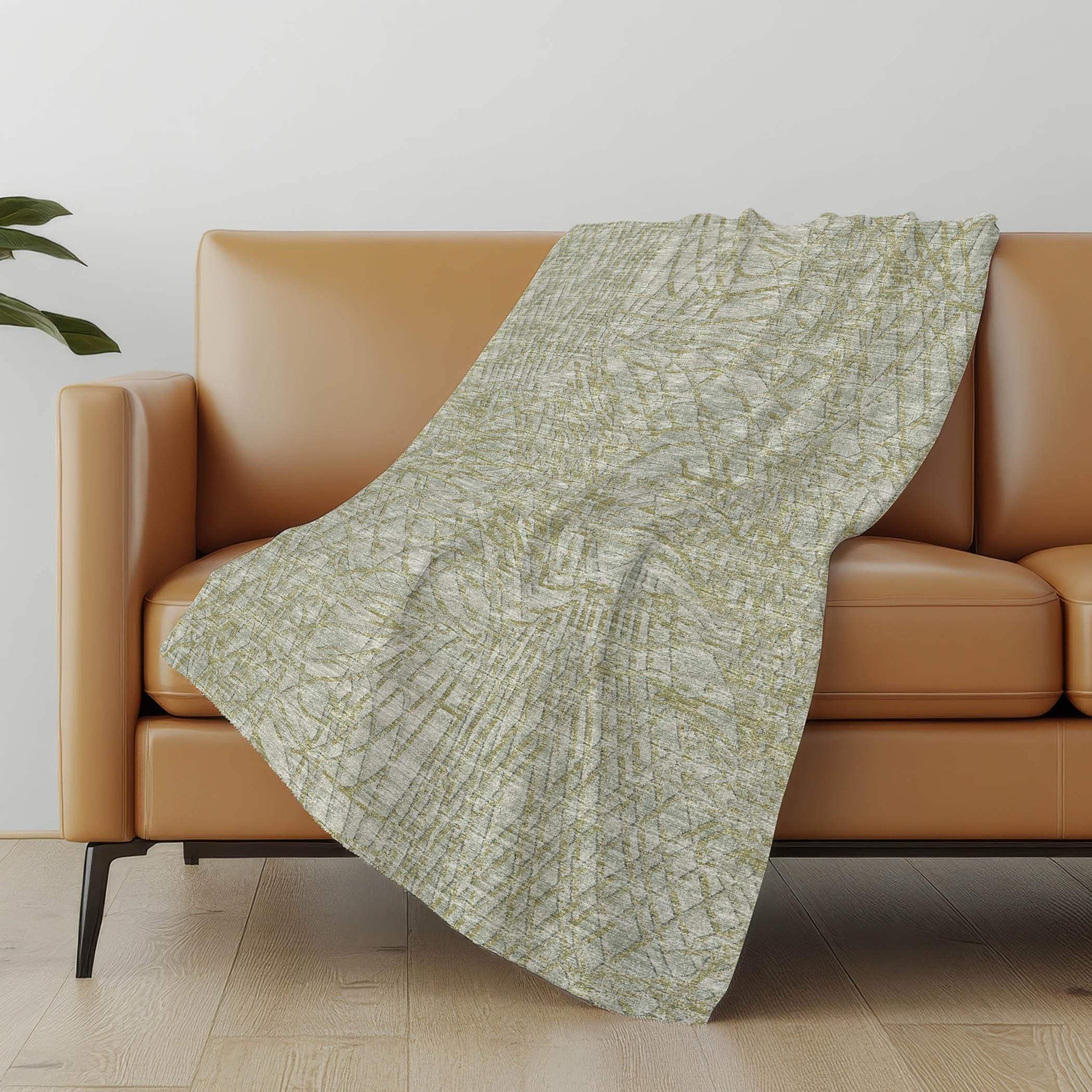 50" X 70" Sage And Beige Abstract Polyester Woven Plush Throw Blanket - Homeroots - Flyclothing LLC