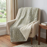 50" X 70" Sage And Beige Abstract Polyester Woven Plush Throw Blanket - HomeRoots - Flyclothing LLC