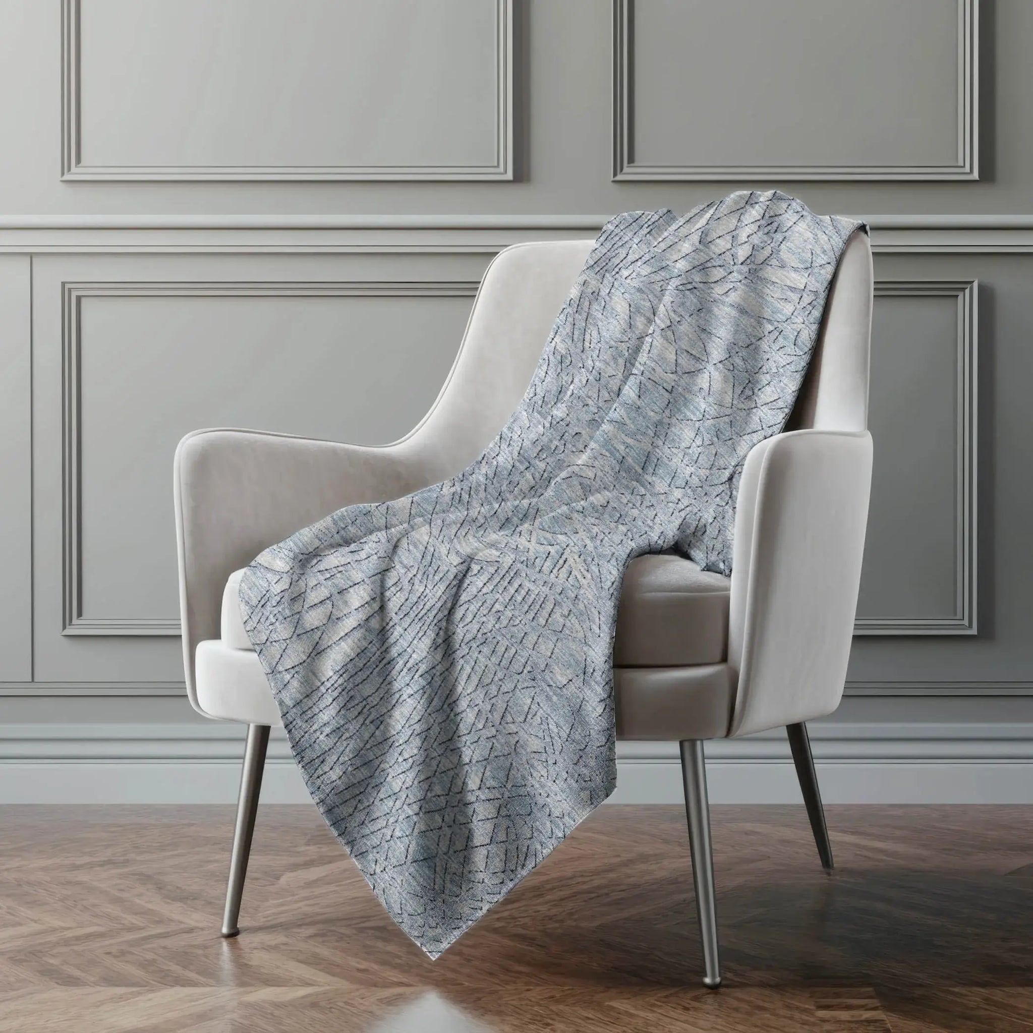 50" X 70" Blue And Beige Abstract Microfiber Plush Throw Blanket - Homeroots - Flyclothing LLC