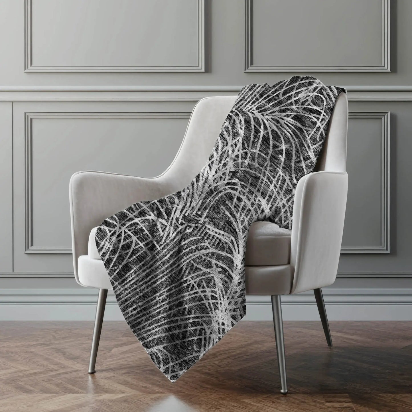 50" X 70" Charcoal And Gray Abstract Polyester Woven Plush Throw Blanket - Homeroots - Flyclothing LLC