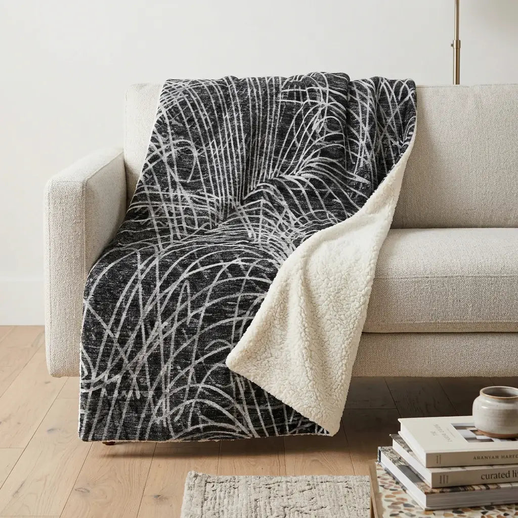 50" X 70" Charcoal And Gray Abstract Polyester Woven Plush Throw Blanket - Homeroots - Flyclothing LLC