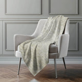 50" X 70" Beige And Gold Abstract Microfiber Plush Throw Blanket - Homeroots - Flyclothing LLC