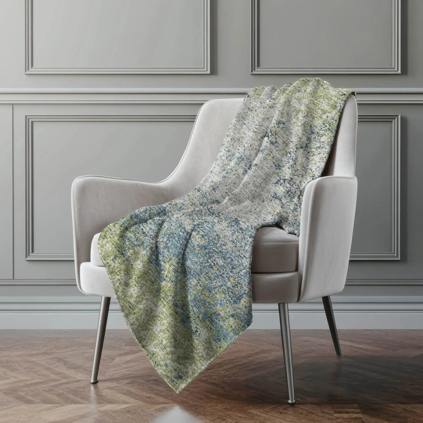 50" X 70" Green And Blue Abstract Polyester Woven Plush Throw Blanket - Homeroots - Flyclothing LLC