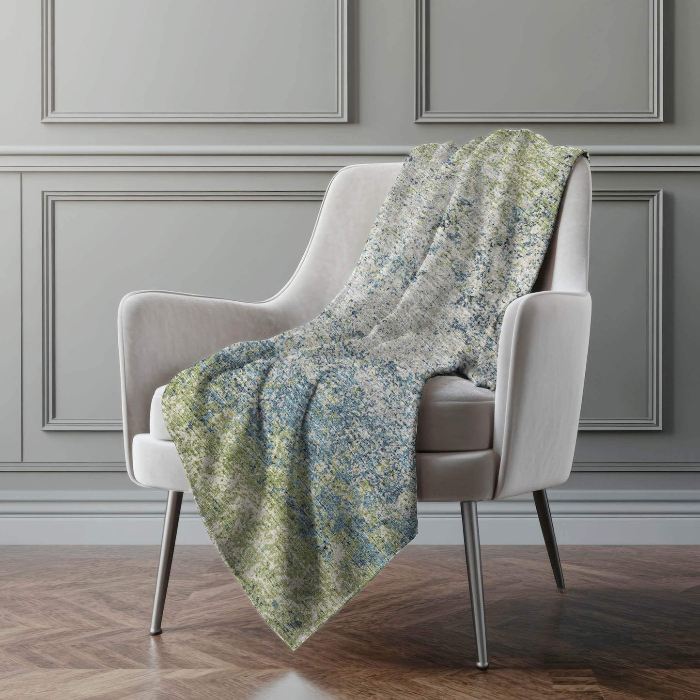 50" X 70" Green And Blue Abstract Polyester Woven Plush Throw Blanket - HomeRoots - Flyclothing LLC