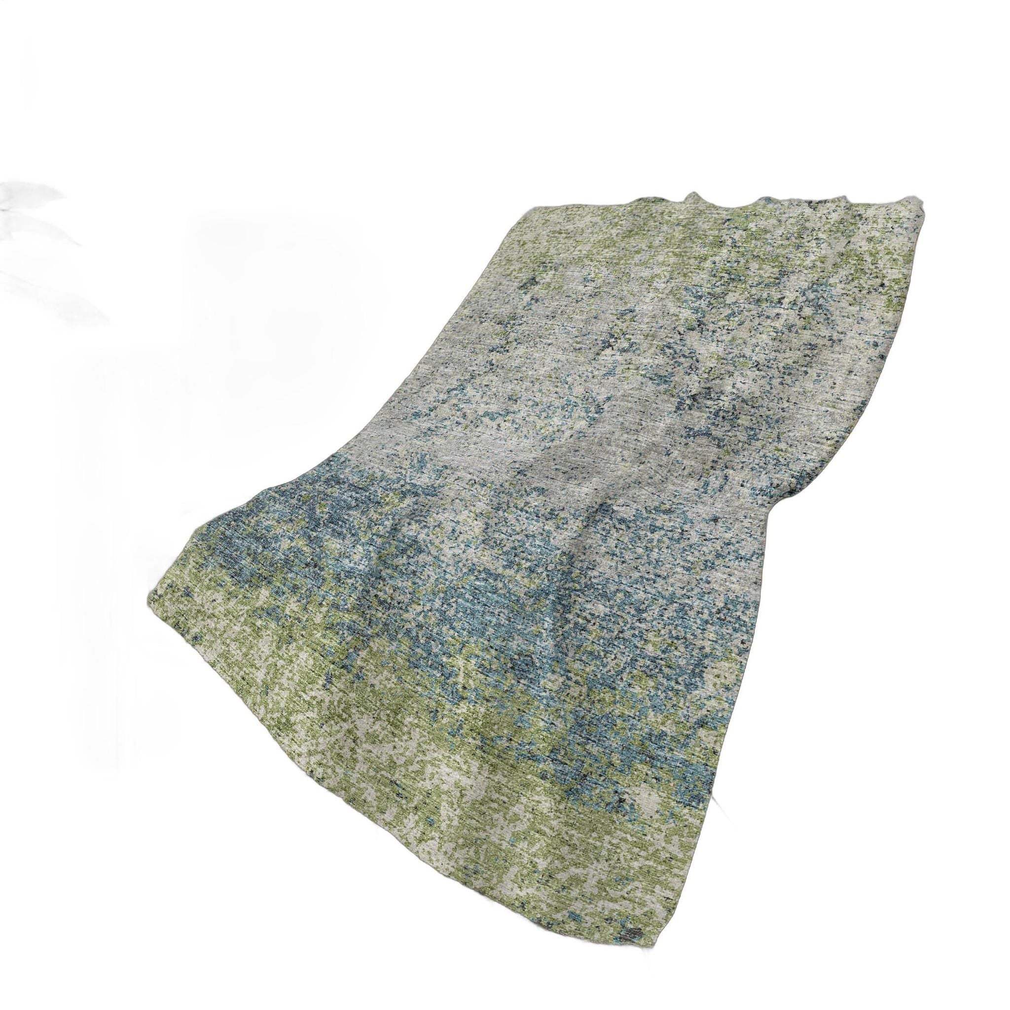 50" X 70" Green And Blue Abstract Polyester Woven Plush Throw Blanket - HomeRoots - Flyclothing LLC
