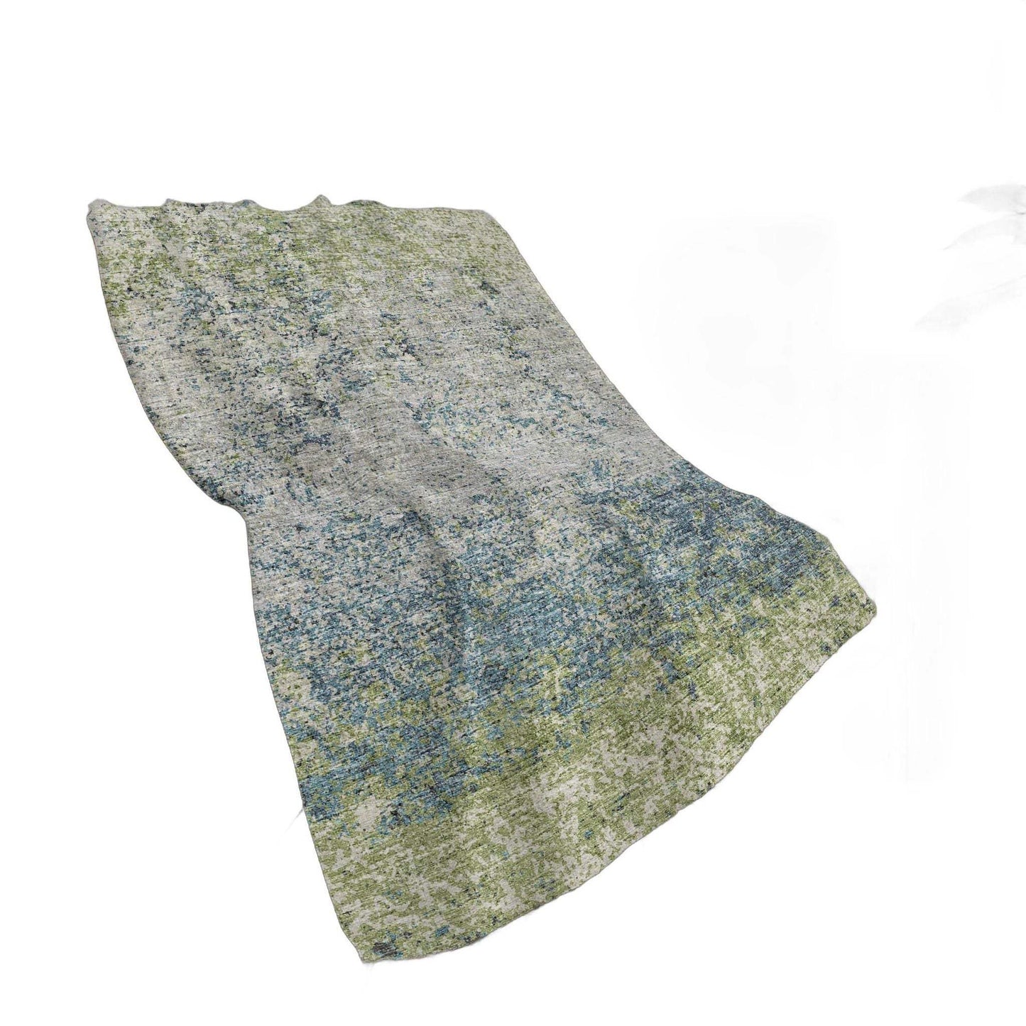50" X 70" Green And Blue Abstract Polyester Woven Plush Throw Blanket - HomeRoots - Flyclothing LLC